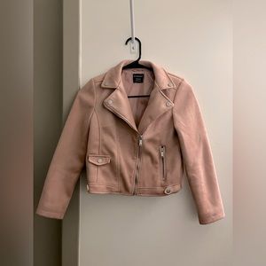 Primark Girls Faux Suede Pink Moto Jacket
